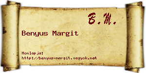 Benyus Margit névjegykártya